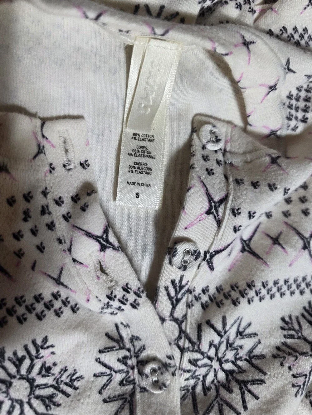 SKIMS Logo Pointelle Cream Fair Isle Kids Pajamas Size 5